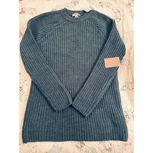 - NWT DENIM BLUE OVERSIZED THICK RIB KNIT SWEATER - BEAUTIFUL COLOR HEATHE…